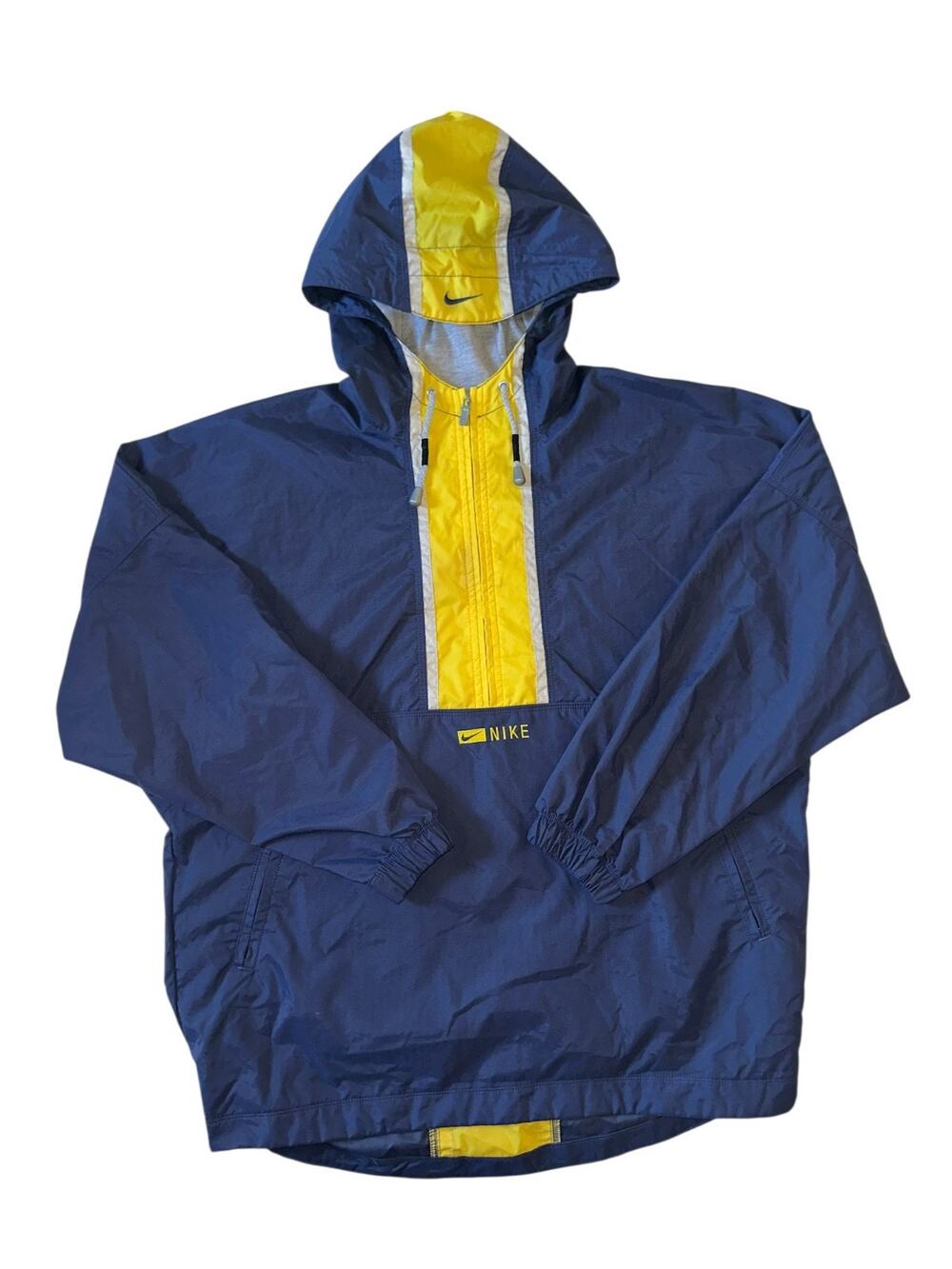 Vtg Y2K 90s Women's Nike Anorak Windbreaker Jacket Colorblock S Half Zip Blue
